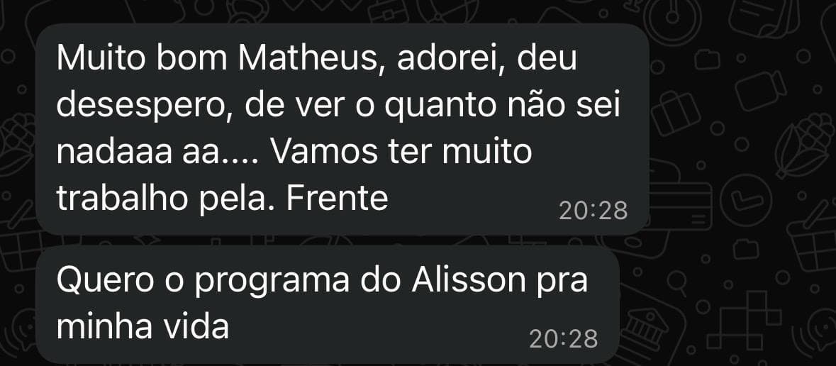Depoimento de aluno do Hub Over no WhatsApp