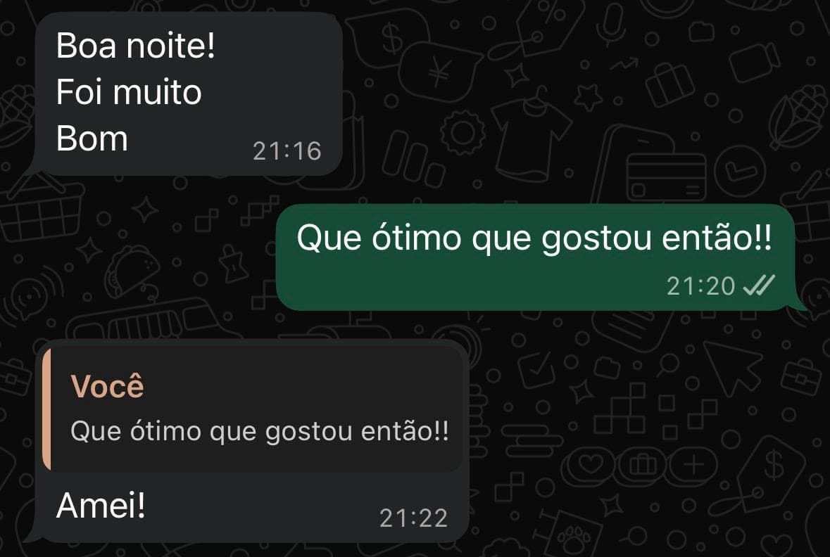 Depoimento de aluno do Hub Over no WhatsApp