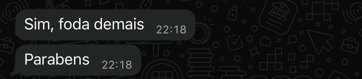 Depoimento de aluno do Hub Over no WhatsApp