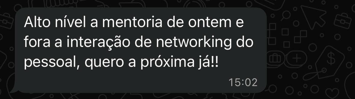 Depoimento de aluno do Hub Over no WhatsApp