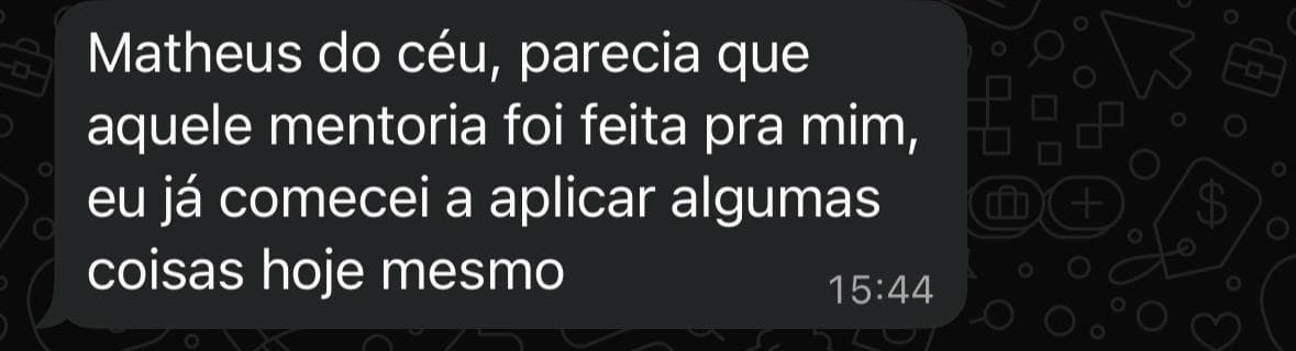 Depoimento de aluno do Hub Over no WhatsApp
